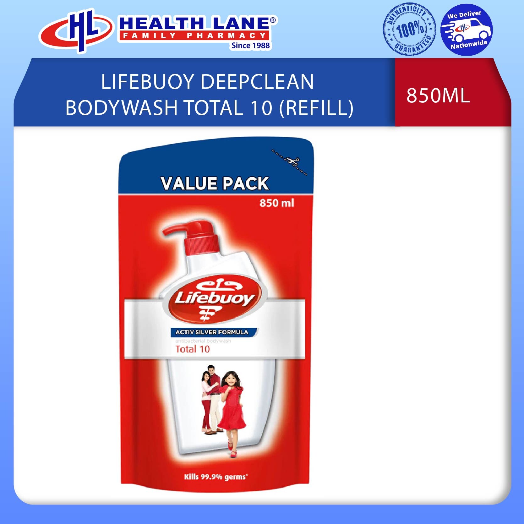 LIFEBUOY DEEPCLEAN SABUN BADAN TOTAL 10 850ML (REFILL)